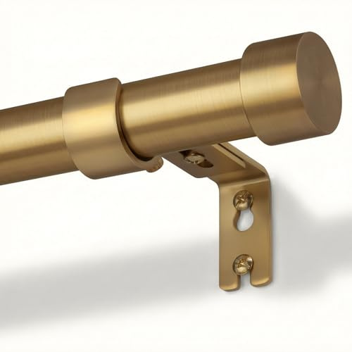 DEFYNEE Gardinenstange Dunkelgold, 80-218cm Vorhangstange Ø25 mm | Belastbar bis 15 kg. Inkl. Halterung für Wand- & Deckenmontage. Ideal für Wohnzimmer, Schlafzimmer, Küche & Balkon