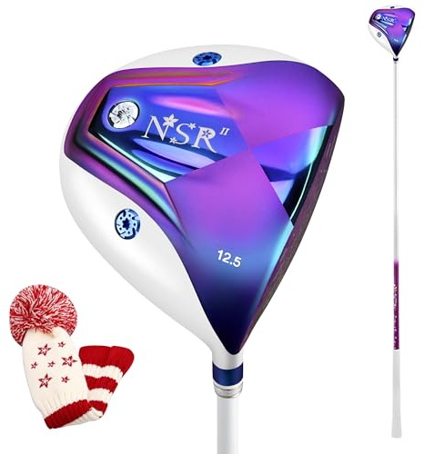 PGM 12.5 Degree Titanium Alloy Golf Club Driver for Women Right Handed with Weight Screw, High Forgiving and Lightweight Graphite Shaft Single Club with Headcover