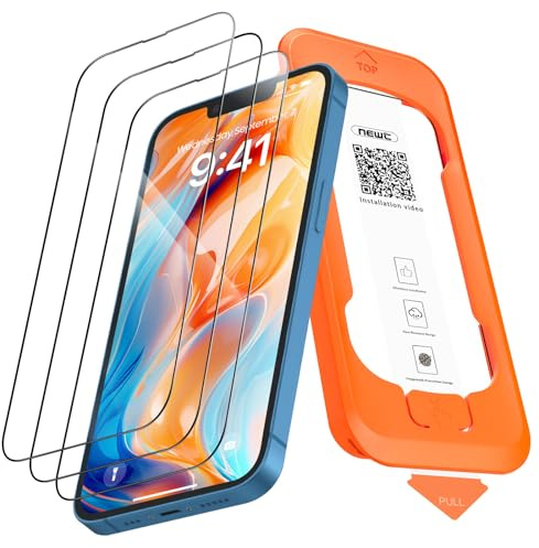 NEW'C Schutzfolie für iPhone 16e/14/13/13 Pro für Panzerglas | 3 Stück, Transparent, 6,1 Zoll, Montagehilfe inklusive, Einfache Montage, Vollabdeckung, Blasenfrei, 9H Härte, Kratzfest