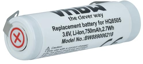vhbw Akku kompatibel mit Philips Norelco RQ1095, RQ1250, RQ1090, RQ1280, RQ1290, RQ1260 Rasierer (750 mAh, 3,6 V, Li-Ion)