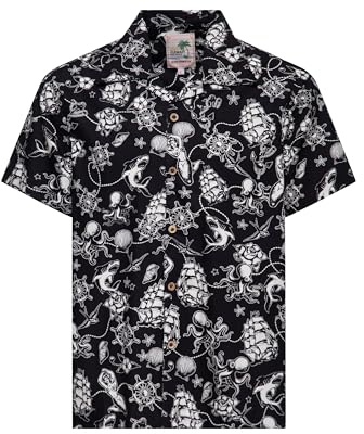 King Kerosin Tropical Hawaiian Style Shirt Männer Kurzarmhemd schwarz