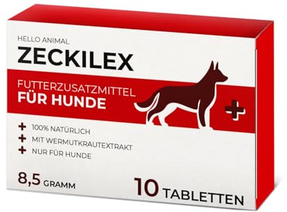 Hello Animal® Zeckilex - Zeckentabletten für Hunde - Zeckenschutz Hund - Pflanzliche Formel ohne Zusätze - Futterzusatzmittel mit Wermutkraut Extrakt - 10 Tabletten