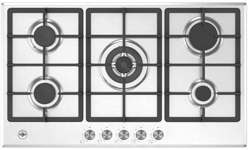 P905CLAGXV - Piano Cottura 5 Fuochi Gas 86 cm (1 Bruciatore Wok) Inox