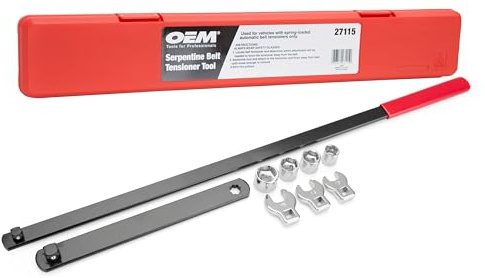 OEMTOOLS 27115 Serpentine Belt Tool Kit, Crowfoot Wrenches, Shallow Sockets