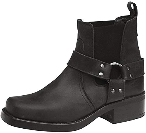 Gringos M486 Stivaletti alla caviglia da uomo, in pelle, in stile motociclista o cowboy, Nero (Black), 42.5
