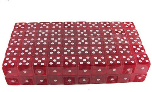 Brybelly 100 (Hundert) 19 mm 6-seitige rot Gaming Dice, perfekt für Poker Spiele