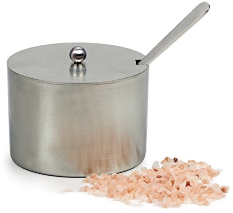 RSVP International Endurance Kitchen Collection Salt Cellar Set with Spoon, 4-Ounce, Brushed Stainless Steel