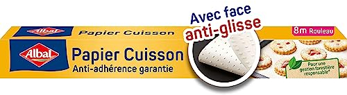 Albal - Papier Cuisson 8m - Anti-glisse - Anti-adhérent - Démoulage facile