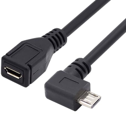 CY - Cavo di prolunga con angolo di 90 gradi verso sinistra, micro USB 2.0, da maschio a femmina, per telefono, 0,5 m