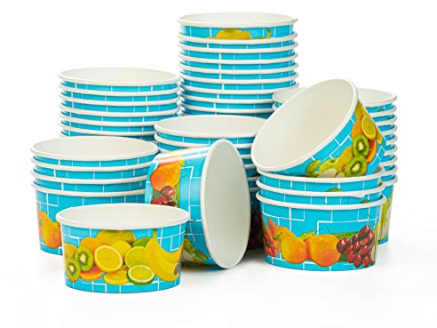 Octopus 50x Eisbecher, Eis- Pappbecher, Früchtebecher mit 160 ml Füllvolumen