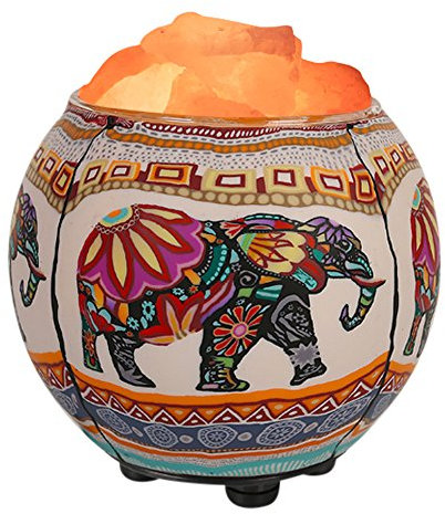 Himalayan CrystalLitez Lámpara de sal del Himalaya con cable de atenuación con certificación UL, cristales de sal originales en un cuenco artesanal hecho a mano, lámpara de sal de aromaterapia