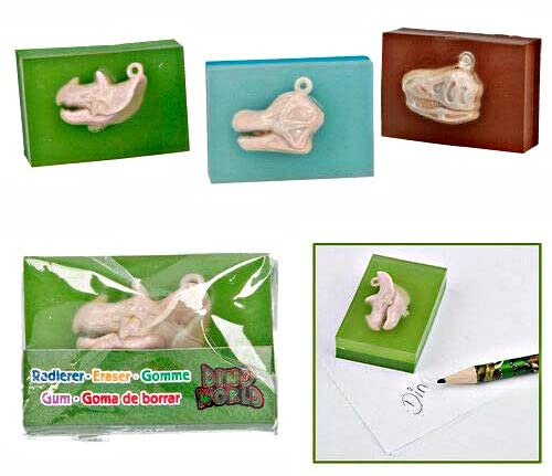 3 Dino World Radierer mit Dino Figur