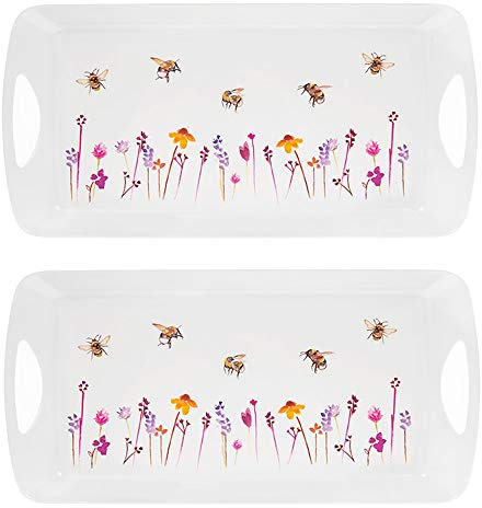 The Leonardo Collection Jennifer Rose Gallery Busy Bees Tray Medium | Non Slip Surface, Durable Material, Food Presentation, Everyday Dining, Practical Kitchenware