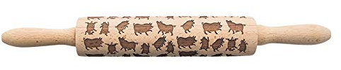 Weirun - Mattarello in legno di faggio inciso a forma di maialino
