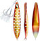 OCEAN Cat Langsames Pitch Blei Metall Flacher Fall Angeljigköder Löffel mit unterstützten Haken sinkend vertikales Jiggen für Salzwasser Offshore-Angeln, Rot/Gold, 150g