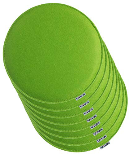 Brandsseller 8er Set Sitzkissen aus Filz Ø 35x2 cm – Robuste Stuhlauflagen für innen und außen, rundes Sitzpolster, strapazierfähiges Kissen für Stühle – Grün