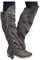 Dasongff Damen Kniestiefel Fransen Cowboy-Stiefel Fransen Klassischer Halbhohe Stiefel Mit Blockabsatz Vintage Spitz Stiefel Wildleder Kniehohe Booties
