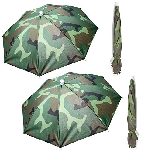 ZffXH Regenschirm-Hüte für Sonne, Regen, Regenbogen Kopf Angeln, freie Hände Bunt Tarnung Lustig Party, 4 Stück