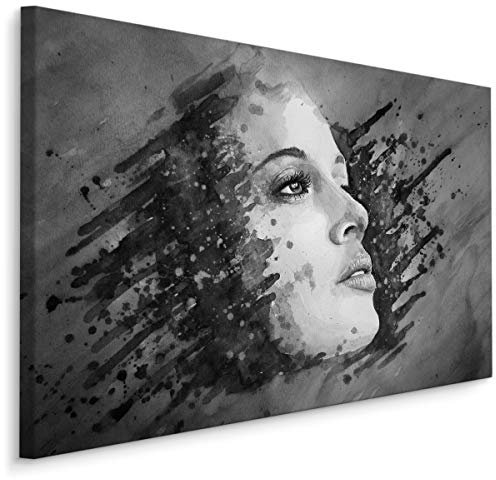 Muralo Leinwandbilder 90x60 Porträt Frau Schön Leinwand Wandbild Kunstdruck Mensch Gesicht Natur Abstraktion Schlafzimmer Wohnzimmer Wanddekoration Design XXL 1046 Br. 90 cm x Hö. 60 cm