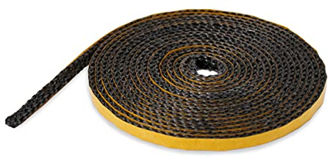 LANZZAS Ruban de verre - Dimensions : 8 x 3 mm - Longueur : 3 m - Joint plat pour vitre de cheminée - Noir