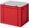 1a-TopStore Design Eurobox Stapelbox Lagerbehälter Kunststoffbox in 5 Farben und 16 Größen mit transparentem Deckel (matt) (rot, 40x30x33 cm)