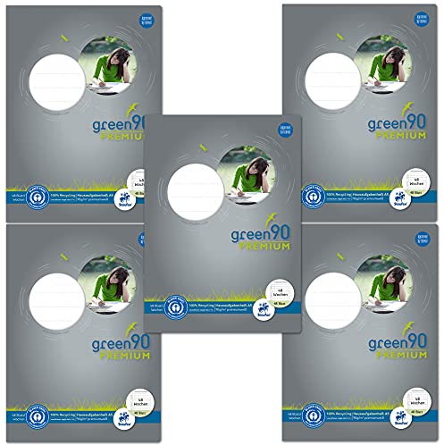 Staufen Green Hausaufgabenheft - DIN A5, 48 Blatt für 48 Wochen, premiumweißes 90g/m² Recyclingpapier, runde Ecken verhindern „Eselsohren“, 5 Stück