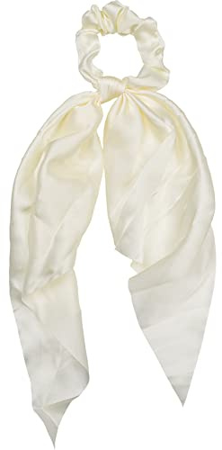 styleBREAKER Damen Scrunchie Retro Schleife Einfarbig, Creme | 8 cm Außendurchmesser (ungedehnt 4 cm innen), abnehmbares 71x31 cm Dreieckstuch, weicher Stoff-Überzug ohne Metallverbindung.