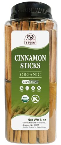 52USA Bio-Zimtstäbchen, Zimtstangen, ganz, 100 % roh, USDA- und koscher-zertifiziert, glutenfrei, gentechnikfrei, reiner und frischer Zimt, perfekt zum Backen, Kochen und für Getränke