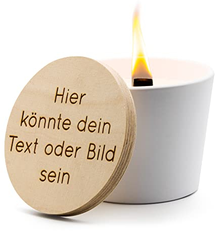 MAJVI Wachsfresser mit personalisierter Gravur: Umweltfreundlicher Wachsfresser in Weiß – Durchmesser 12cm | nachhaltiges Recycling von Kerzenwachs | Outdoor Tischfeuer | Topffackel