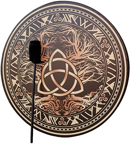 Yajimsa Shaman Drum, Handmade Shaman Drum, Pirate Instrument Shaman Light Tambourine, Tuneable Vegan Membrane, for Music Lovers