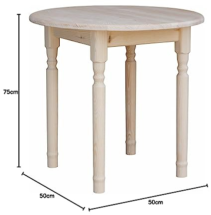 k koma Runder Kiefer Tisch Esstisch Küchentisch Speisetisch Öko Restaurant NEU Unbehandelt (80 cm)