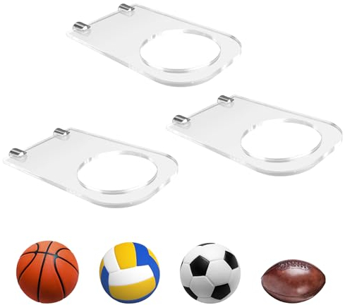 BiJun Soporte de Pared para Balones, Soporte de Exhibición de Pelota, Soporte de Bola Montado Estante de Almacenamiento, Soporte de Balones con Tornillos de Baloncesto Fútbol Voleibol