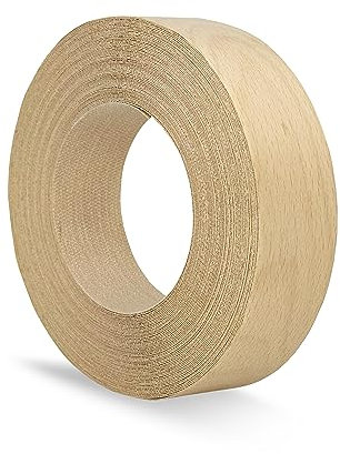 UNMAR Cinta de madera contrachapada para bordes de abedul, chapa de madera auténtica prepegada, flexible, fácil aplicación, para restauración de muebles (40 mm x 50 m)