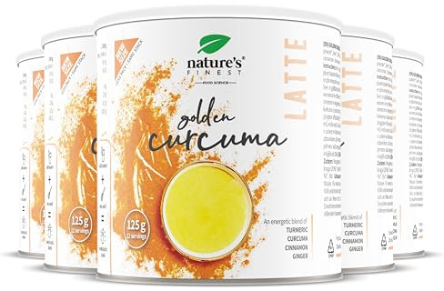 Nature's Finest Bio Golden Curcuma Latte, Instant-Tee 625 g (5er Pack) | Goldene Milch: Kurkuma (20 %) mit Zimt, Ingwer & Kokosblütenzucker auf Reisdrink-Basis - bio, vegan, koffeinfrei