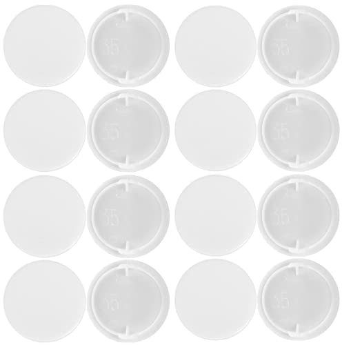 40 Pieces Plastic Hinges Hole Covers Caps, Plastic Hinge Hole Filler Caps White Wall Cupboard Hinge Cover Kitchen Cabinet Blanking Cover for Kitchen Cabinets, 35 MM White