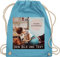 Turnbeutel Rucksack - eigenem - Foto Bild Geschenk I Dein Bild und Text - Unisize - Hellblau - personalisierte wechselkleidung beutel kita tasche selbst drucken photo stoffrucksack