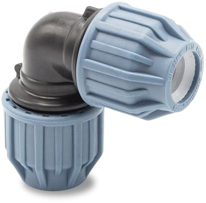 PP Kupplung I 90° Winkel 20 mm I Klemmverbinder mit 2 Anschlüssen I Klemmverschraubung I Klebe- Flexschlauchverbinder I Pool-Zubehör I Garten-Bewässerung I Druckleitung I bm308