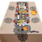 Amaxiu Halloween Tischläufer mit 4 Tischsets, 183 x 45cm, Halloween Tischläufer aus schwarzer Spitze Spinnennetz Tischdekoration rundes Spinnennetz Tischset Halloween Tischdekoration