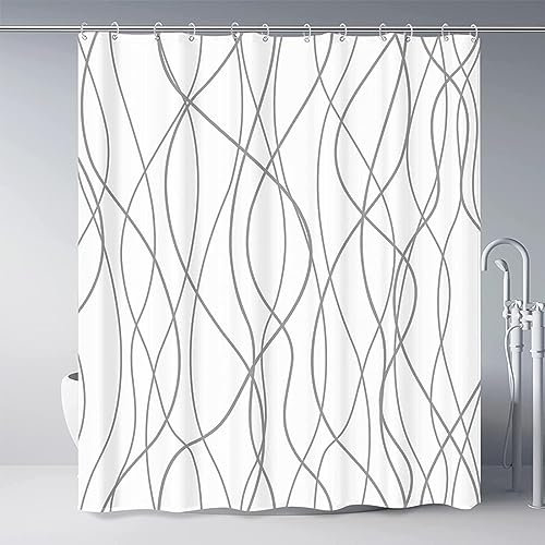 Chenbing Art Modern Bedruckte Wasserdichter Textil Duschvorhang 180x220cm Antischimmel Schnell Trocknend Badezimmer Vorhang für Badewanne und Bad mit 12 Duschvorhängeringen Waschbarer Duschvorhang
