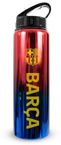 Hy-Pro Bouteille UV en aluminium sous licence officielle Barcelona F.C, 750 ml, paille pliable intégrée, finition néochrome, anti-fuite, légère, sans BPA, Barca