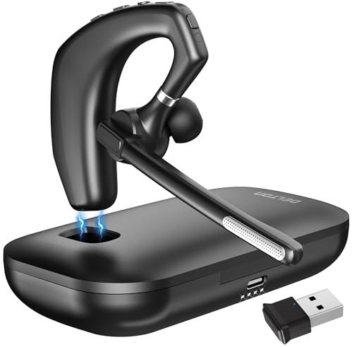 Ultralight Bluetooth Wireless Headphone with Microphone, Business Wireless Headset with Mic, Active Noise Cancelling, Auto-Pair PC/Laptop, Mute & Volume Buttons, designed for MS Teams|Zoom|Meet