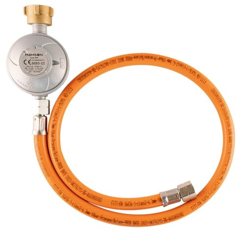 HAMSON Druckminderer 50mbar inkl. Gasschlauch, Rot