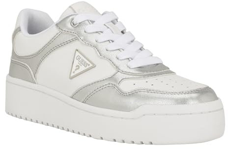 Guess Baskets Miram pour Femme, Blanc/argenté Multicolore 142, 39 EU