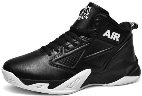 Uhclrr High Top Basketball Schuhe Herren Basketball Schuhe Mode Laufschuhe(46 EU, Black)