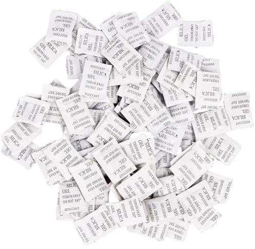 Beutel mit Trockenmittel, 100 Packungen x 1 g, Silicagel-Säckchen, Silica Gel Sachets Trockenmittel entziehen Feuchtigkeit, Dampf, Schimmel, Gerüche, Luftentfeuchte (100)