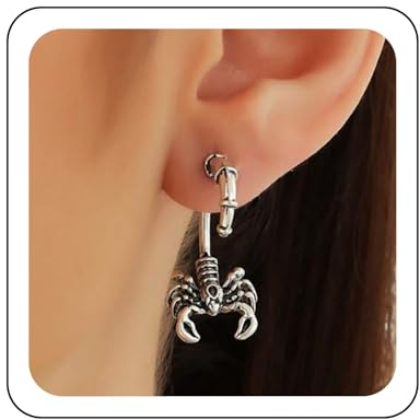Wendalern Punk Skorpion Ohrringe Silber - Vintage Tier Ohr Jacke Sternzeichen Hippie Schmuck für Halloween, Frauen Und Mädchen