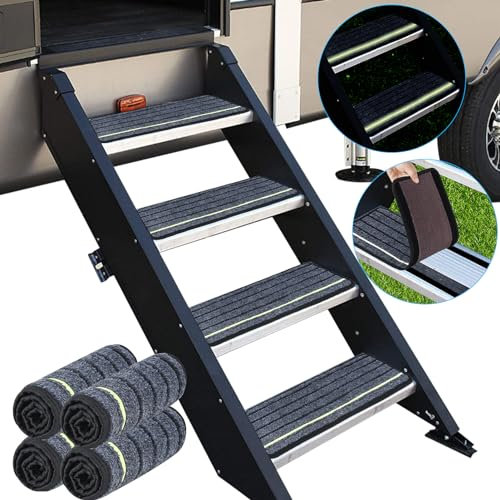 CNIYXA Lot de 4 marchepieds réfléchissants pour camping-car - Antidérapants - Pour escalier d'intérieur et de camping-car - Pour garder votre véhicule récréatif sûr et propre (61 x 19 cm)