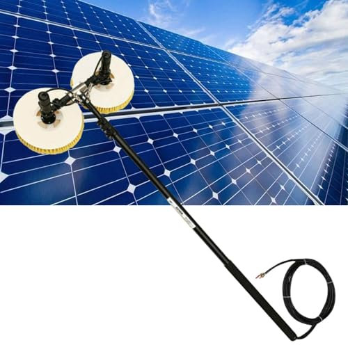 MIRRSSET Outil De Nettoyage De Verre Brosse De Nettoyage éLectrique pour Panneaux PhotovoltaïQues, Brosse TéLescopique avec Conception à Double TêTe,7.5M