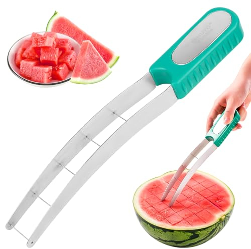 Coupe-Melon,Coupe-Fruits, Coupe Pastèque, Cube de PastèQue en Acier Inoxydable pour Salade de Fruits Coupe-Melon, Couteaux à Fruits Couteau à Pastèque Pratique Outil de Cuisine