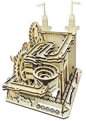 F Fityle Murmelbahn-Spielzeug aus Holz, 3D-Holzpuzzle, Selbstmontage, Murmelbahn-Bausätze, pädagogische Bausteine für Jugendliche und Erwachsene
